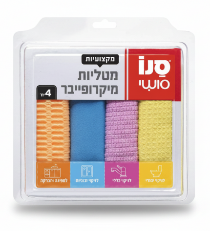 גליל מטליות מיקרופייבר לניקוי זכוכית ומשטחים עדינים